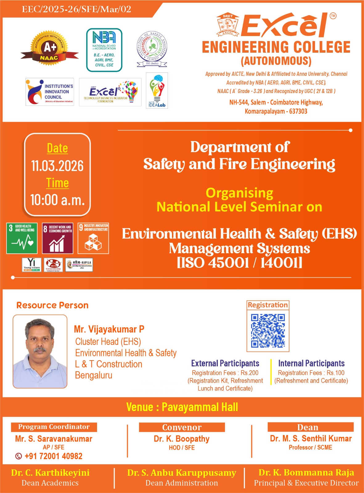 One-day seminar on Environmental Health and Safety (EHS) Management Systems EHS-2K26 Seminar Poster 
